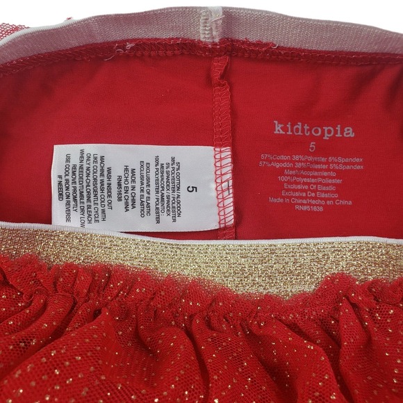 Girl's Sequin Graphic T-Shirt‎ & legging Two Piece Set Size 5  Red white New - Picture 7 of 16